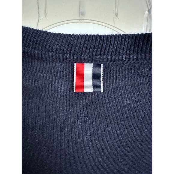 Thom Browne Navy Classic Loopback Tonal 4 Bar Sweater Dress Sweatshirt Terry 40 - Picture 11 of 15